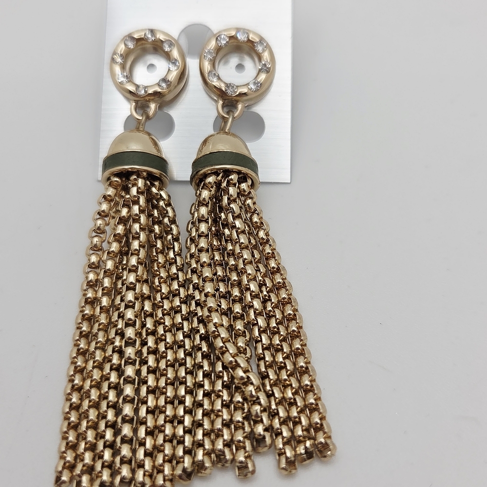 Stella & Dot Gold Chain Tassel Earrings